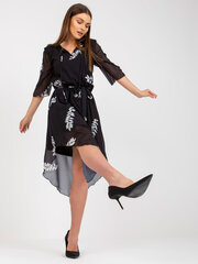 черное асимметричное платье с принтами и окантовкой yareli цена и информация | Платья | pigu.lt