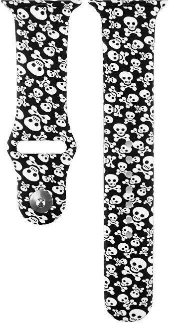 4wrist Watch Band Skull Black kaina ir informacija | Išmaniųjų laikrodžių ir apyrankių priedai | pigu.lt