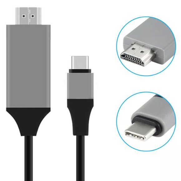 MHL USB-C - HDMI 4k Thunderbolt 3.0, Skirtas Macbook Pro Air Samsung Ir Kt. цена и информация | Kabeliai ir laidai | pigu.lt