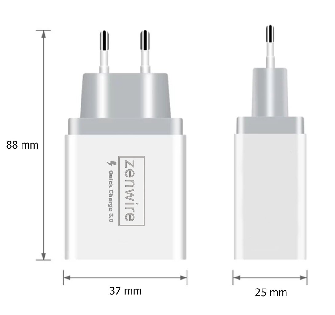 Zenwire Quick Charge 3.0 kaina ir informacija | Krovikliai telefonams | pigu.lt