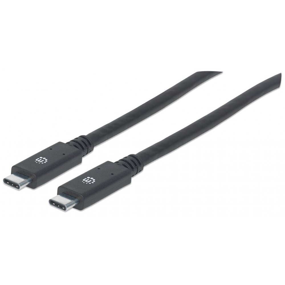 Kabelis Manhattan USB-C 3.2 Gen1 Type-C M/M 2m 60W 3A SuperSpeed 5Gbps juodas цена и информация | Korpusų priedai | pigu.lt