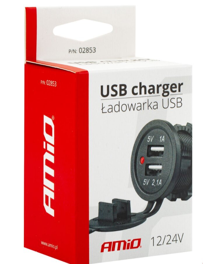 Automobilinis įkroviklis Amio 12/24V 2x usb kaina ir informacija | Automobilių 12V el. priedai | pigu.lt