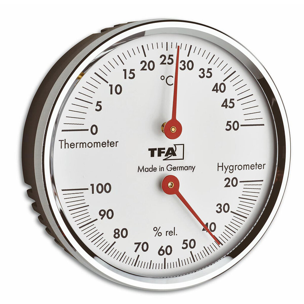 Termo-higrometras su metaliniu žiedu TFA 45.2041.42 kaina ir informacija | Meteorologinės stotelės, termometrai | pigu.lt