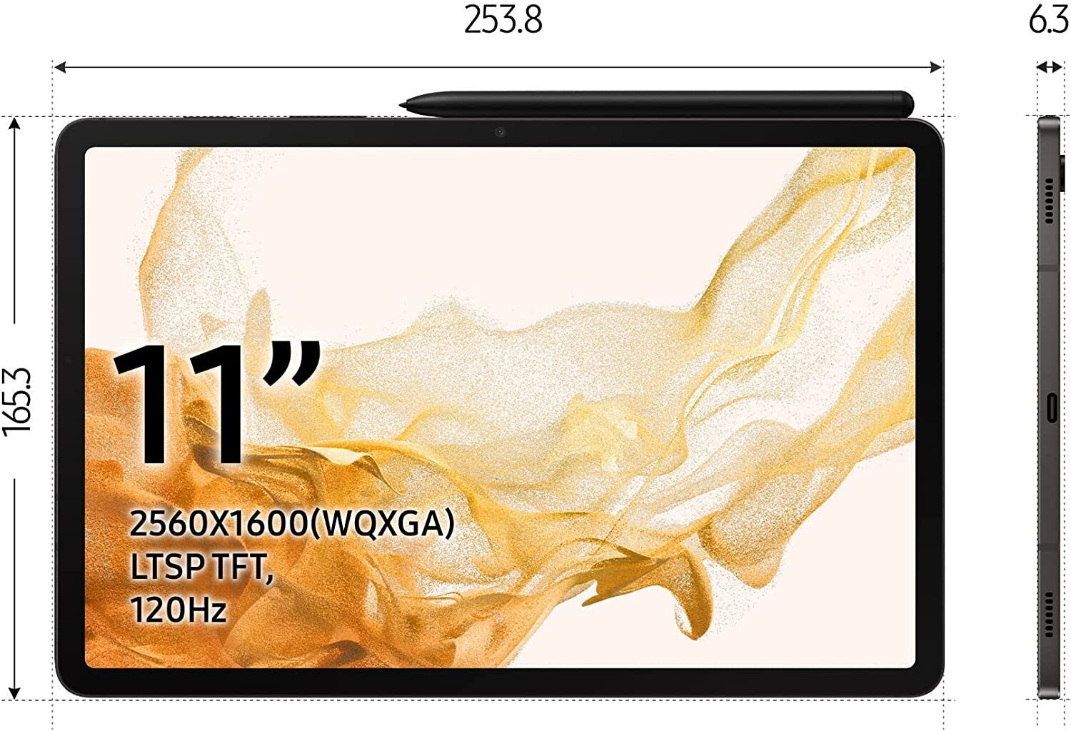 Samsung Galaxy Tab S8 Wi-Fi 8/256GB Graphite Grey SM-X700NZABEUB kaina ir informacija | Planšetiniai kompiuteriai | pigu.lt