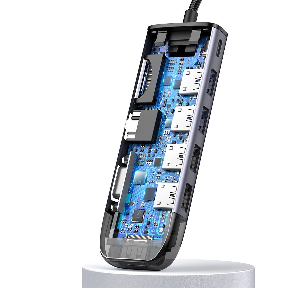 Mcdodo 10in1 USB-C RJ-45 VGA HDMI 4K nešiojamojo kompiuterio šakotuvas, skirtas "Macbook M1" HU-7420 kaina ir informacija | Adapteriai, USB šakotuvai | pigu.lt