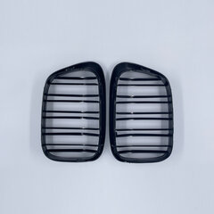 Dvigubos, juodos, blizgios grotelės BMW E39 kaina ir informacija | Automobilių grotelės | pigu.lt
