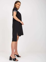 черное хлопковое повседневное платье с коротким рукавом цена и информация | Платья | pigu.lt