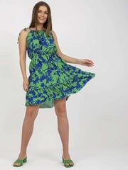зелено-синее мини-платье с рюшами и принтами rue paris цена и информация | Платья | pigu.lt