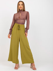 Женские брюки из ткани оливкового цвета цена и информация | Женские брюки | pigu.lt