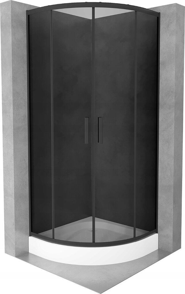 Pusapvalė dušo kabina Mexen Rio su padėklu ir sifonu, 70x70,80x80,90x90cm, juoda/grafito kaina ir informacija | Dušo kabinos | pigu.lt