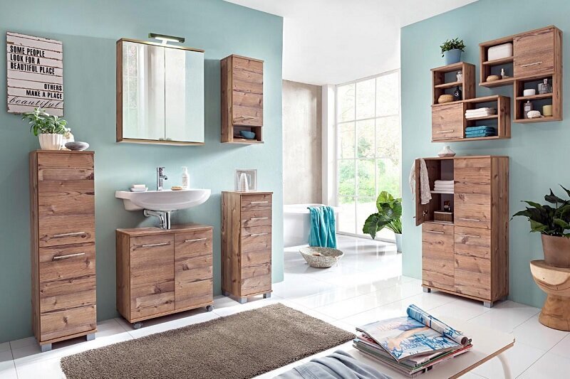 Apatinė vonios spintelė Isola, šviesiai rudos kaina ir informacija | Vonios spintelės | pigu.lt