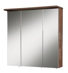 Зеркальный шкаф с LED светильником Milan, тёмно-коричневый цена и информация | Шкафчики для ванной | pigu.lt