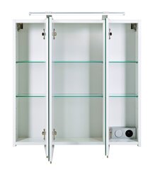 Зеркальный шкаф с LED-светильником Mars, белый глянцевый цена и информация | Шкафчики для ванной | pigu.lt