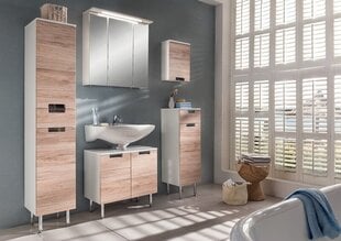 Комплект мебели для ванной комнаты с LED-светильником Mars, дуб / белый глянцевый цена и информация | Комплекты в ванную | pigu.lt