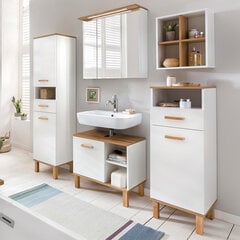 Комплект мебели для ванной комнаты с LED-светильником Padua, белый глянцевый / дуб цена и информация | Комплекты в ванную | pigu.lt