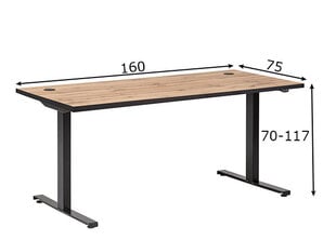 Электрически регулируемый рабочий стол Oslo, дуб / чёрный цена и информация | Компьютерные, письменные столы | pigu.lt