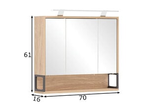 Зеркальный шкаф с LED-светильником Limone, светлый дуб цена и информация | Шкафчики для ванной | pigu.lt