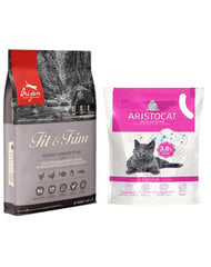 Orijen Fit&Trim suaugusioms katėms, 5,4 kg + Aristocat silikoninis kraikas, 3,8 l kaina ir informacija | Sausas maistas katėms | pigu.lt