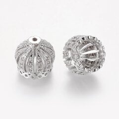 Intarpas žalvarinis Karūna su cirkonio akutėm platinos spalvos, 13x14mm цена и информация | Принадлежности для изготовления украшений, бисероплетения | pigu.lt