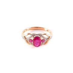 Auksinis žiedas su rubinu ir briliantu moterims kaina ir informacija | Žiedai | pigu.lt