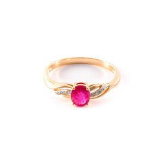 Auksinis žiedas su briliantais ir rubinu moterims kaina ir informacija | Žiedai | pigu.lt