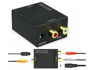 Optical toslink spdif to 2x cinch rca converter цена и информация | Адаптеры, USB-разветвители | pigu.lt