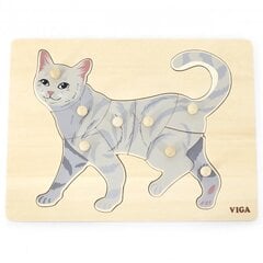 Medinė dėlionė Viga, katė kaina ir informacija | Dėlionės (puzzle) | pigu.lt