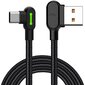 Mcdodo telefono kabelis greitas, kampinis, 90° , LED USB TYPE C 0,5 m, juodas, stiprus, su pynele цена и информация | Kabeliai ir laidai | pigu.lt