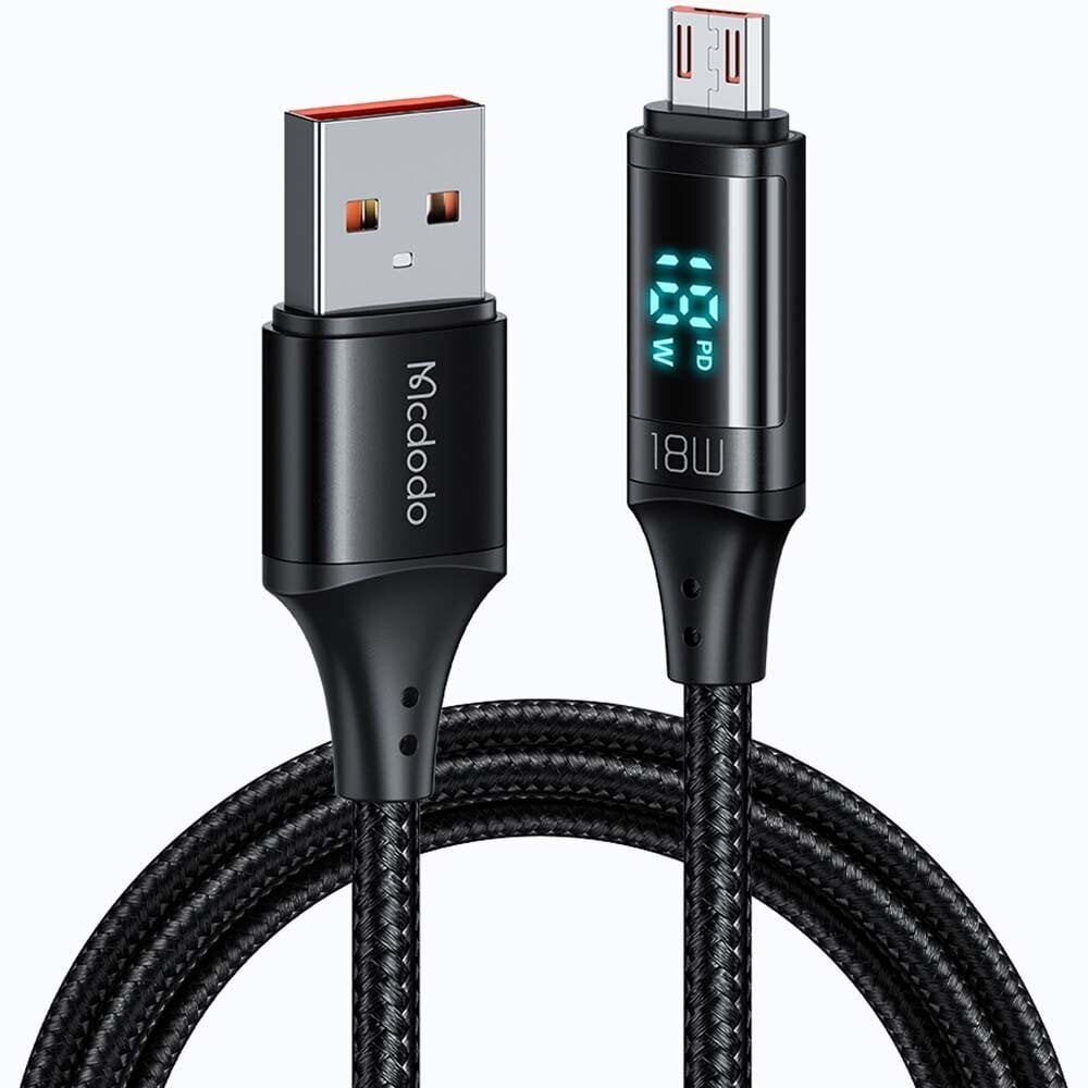 MCDODO DIGITAL PRO QC 4.0 MICRO USB 18W 1.2M TELEFONO KABELIS CA-1070 kaina ir informacija | Kabeliai ir laidai | pigu.lt