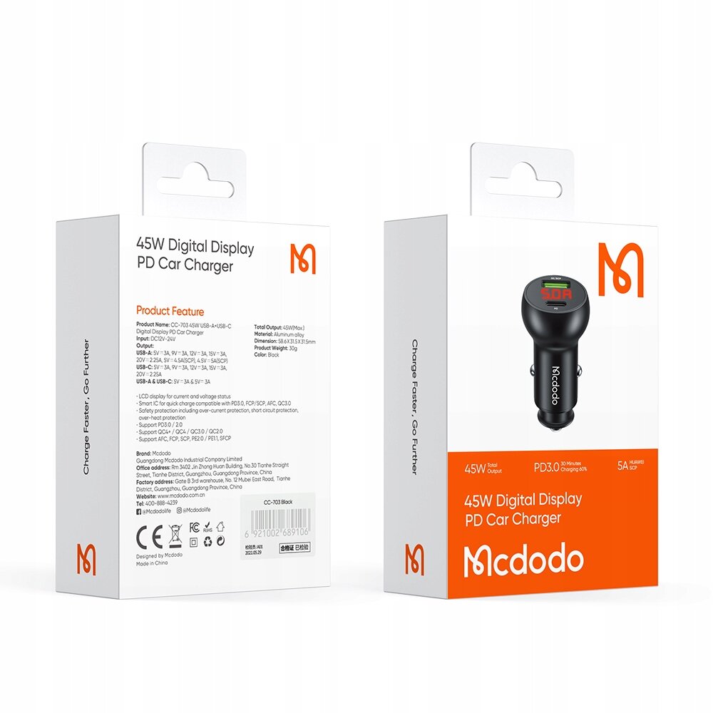 McDodo PD Car Charger kaina ir informacija | Krovikliai telefonams | pigu.lt