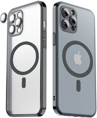 Matte transparent soft case camera protection (electroplated) Apple iPhone 12 ( support Magsafe), black-juodas kaina ir informacija | Telefono dėklai | pigu.lt