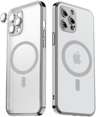 Matte transparent soft case camera protection (electroplated) Apple iPhone 12 ( support Magsafe), silver - sidabrinė kaina ir informacija | Telefono dėklai | pigu.lt