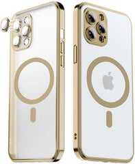Matte transparent soft case camera protection (electroplated) Apple iPhone 12 ( support Magsafe), gold color - aukšinė kaina ir informacija | Telefono dėklai | pigu.lt