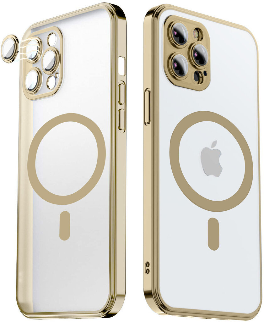 Matte transparent soft case camera protection (electroplated) Apple iPhone 13 Pro ( support Magsafe) gold-aukšine цена и информация | Telefono dėklai | pigu.lt