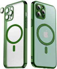 Matte transparent soft case camera protection (electroplated) Apple iPhone 12 Pro ( support Magsafe) green - žalias kaina ir informacija | Telefono dėklai | pigu.lt