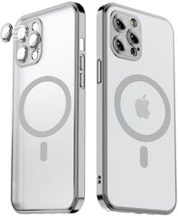 Matte transparent soft case camera protection (electroplated) Apple iPhone 13 Pro Max ( support Magsafe) silver - sidarbinė kaina ir informacija | Telefono dėklai | pigu.lt