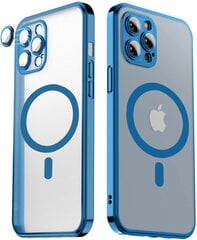 Matte transparent soft case camera protection (electroplated) Apple iPhone 13 Pro Max ( support Magsafe) azure blue- mėlynas kaina ir informacija | Telefono dėklai | pigu.lt