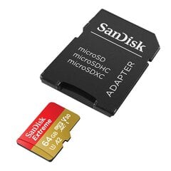 Карта памяти SanDisk Extreme microSDXC, 64 GB цена и информация | Карты памяти для телефонов | pigu.lt