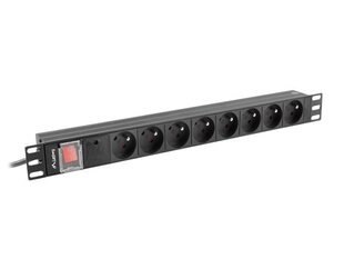 LANBERG POWER STRIP PDU RACK 19&quot; (1U, 16A, 6X 230V PL, 2м) цена и информация | Аксессуары для корпусов | pigu.lt