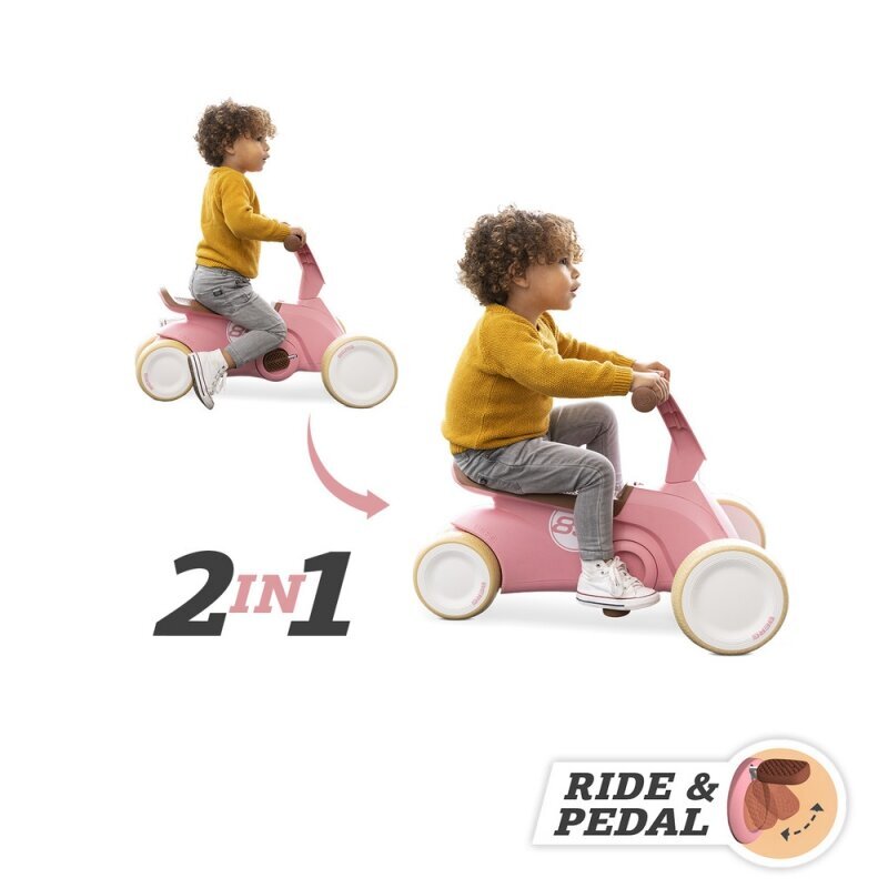 Balansinis dviratukas Berg GO2 Gokart 2in1, retro rožinė kaina ir informacija | Žaislai kūdikiams | pigu.lt