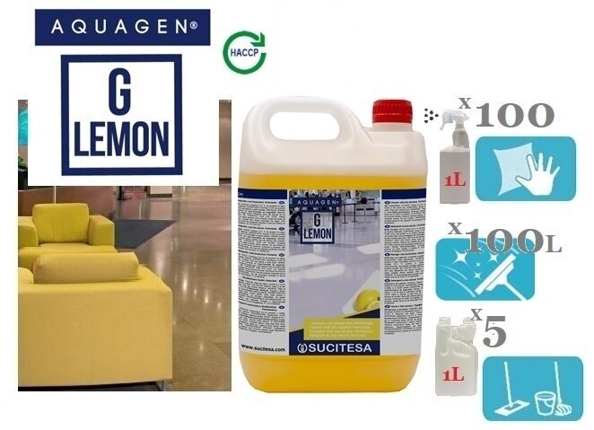 Koncentruotas universalus valiklis su bio-alkoholiu Aquagen G Lemon, 5L цена и информация | Valikliai | pigu.lt