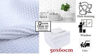 Vaflinės sausinimo šluostės Cisne Dish 3D White, 50x60cm, 12 vnt. kaina ir informacija | Valymo šluostės, servetėlės | pigu.lt
