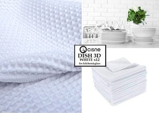 Vaflinės sausinimo šluostės Cisne Dish 3D White, 50x60cm, 12 vnt. kaina ir informacija | Valymo šluostės, servetėlės | pigu.lt