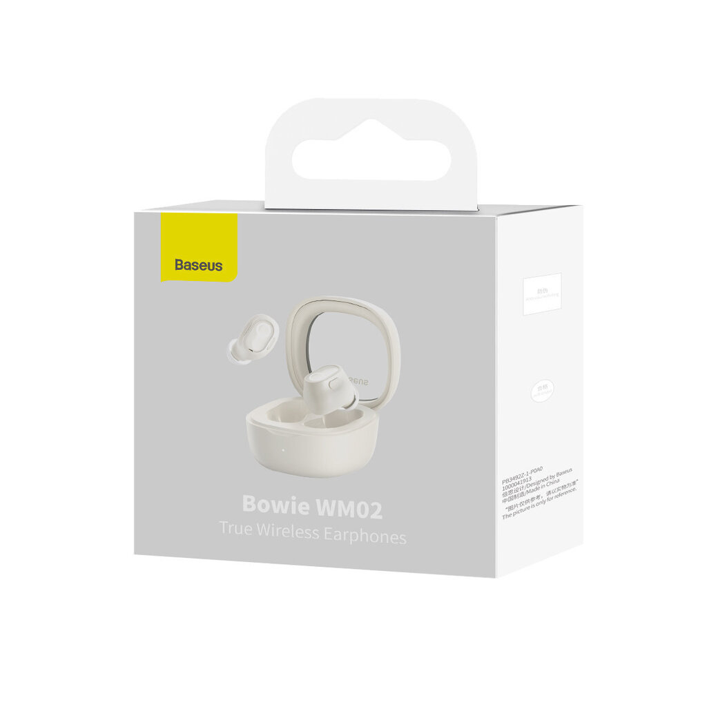Baseus Bowie WM02, TWS, Bluetooth 5.3, wireless, white (NGTW180002) kaina ir informacija | Ausinės | pigu.lt