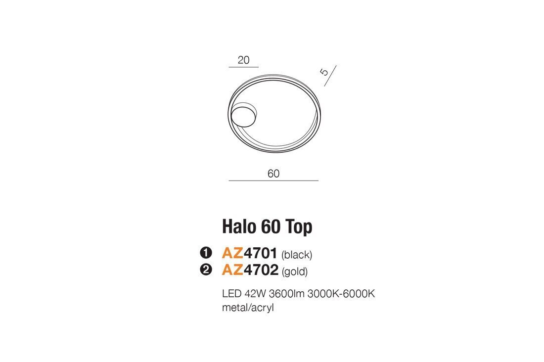 Lubinis šviestuvas AZzardo Halo AZ4702 kaina ir informacija | Lubiniai šviestuvai | pigu.lt
