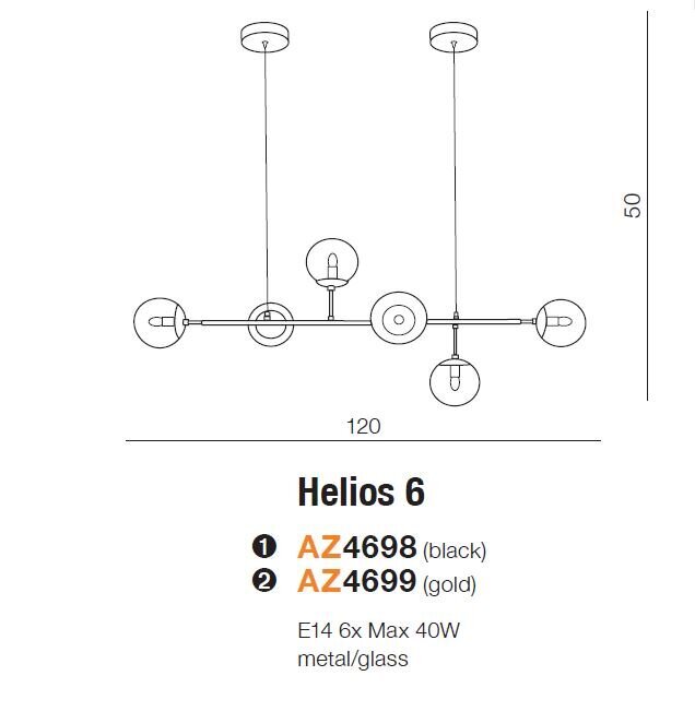 Pakabinamas šviestuvas AZzardo Helios AZ4698 kaina ir informacija | Pakabinami šviestuvai | pigu.lt