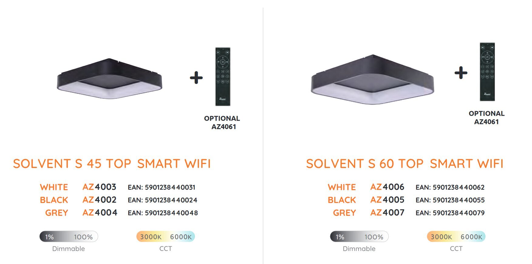 Lubinis šviestuvas AZzardo Solvent SMART wifi AZ4004 kaina ir informacija | Lubiniai šviestuvai | pigu.lt