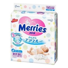 Japoniškos sauskelnės Merries NB 0-5 kg, 90 vnt. kaina ir informacija | Merries Išparduotuvė | pigu.lt