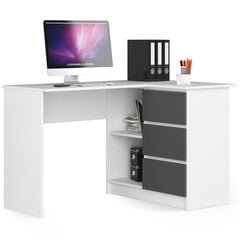 Письменный стол NORE B16, правый вариант, белый/серый цвет цена и информация | Компьютерные, письменные столы | pigu.lt