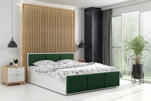 Кровать из эко кожаной BMS633 Белый/Зеленый цена и информация | Кровати | pigu.lt